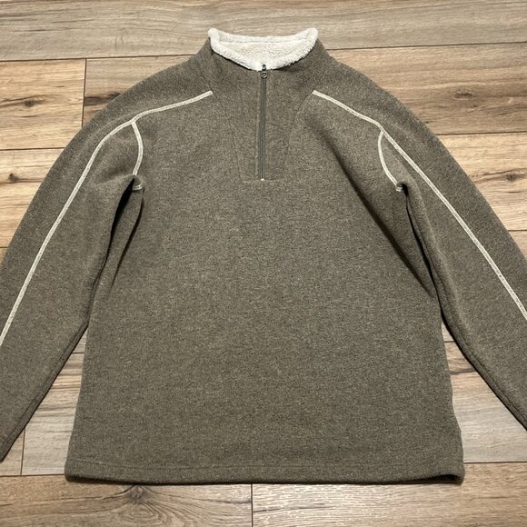 Men’s Kuhl Europa 1/4 Zip Pullover SZ Large Alfpaca Fleece Oatmeal Tan - Picture 2 of 14